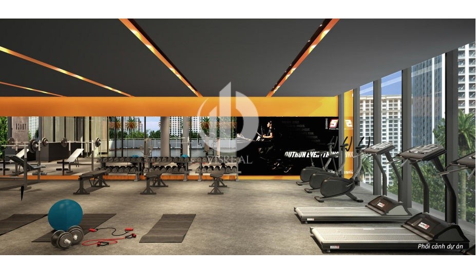 Gym room is fully equipped with machinery system, high-end equipment for the health of Palm Heights residents
