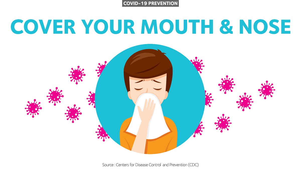 Cover your mouth and nose when coughing or sneezing