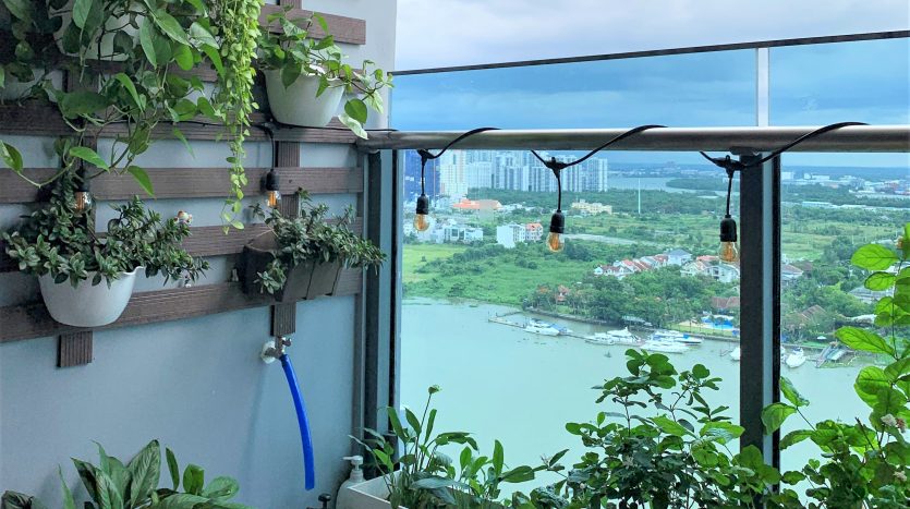 Balcony with green trees