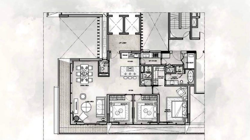 3 bedroom large layout at Cove residence