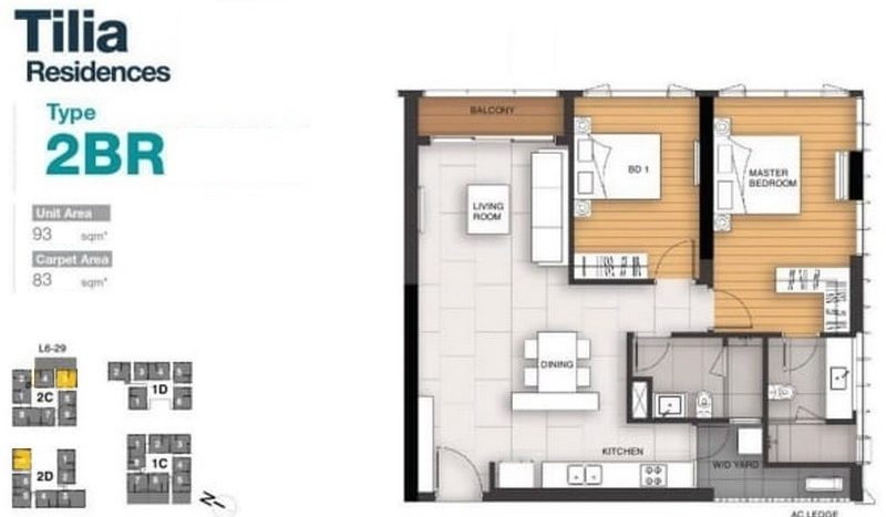 Empire City T2C 2 bed layout