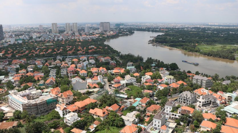 View of villas and Saigon River