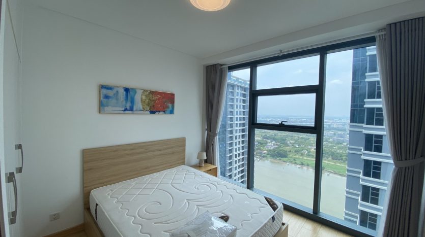 Cozy bedroom with romantic river view
