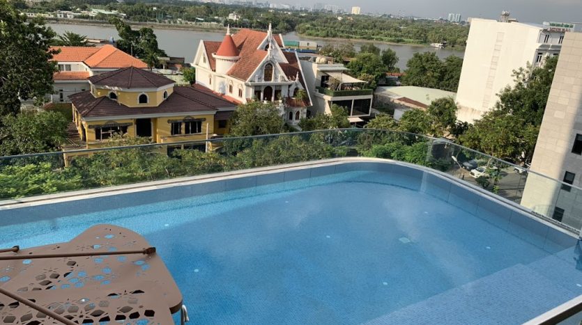View from pool at Thao Dien Green apartment
