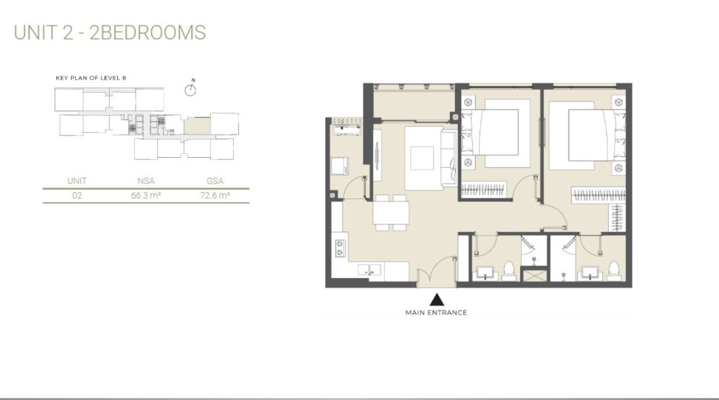 2-bedroom apartment Lumiere Riverside layout