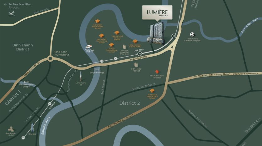 Location map of Lumiere Riverside