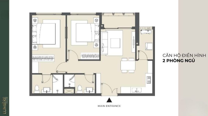 Lumiere Riverside 2 bedrooms layout