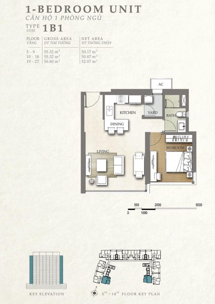 1 bedroom apartment layout Nassim Thao Dien