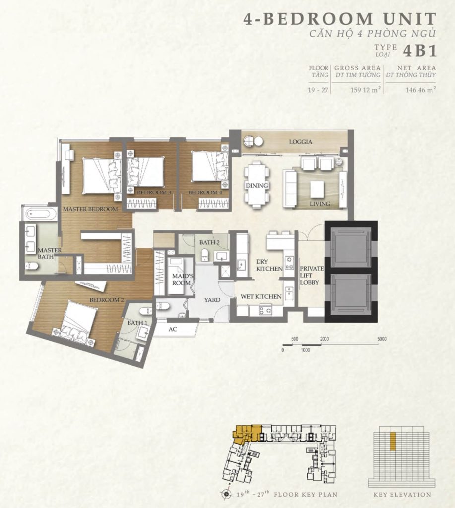 4 bedroom apartment layout Nassim Thao Dien