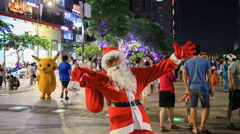 Nguyen Hue waliking street is perfect spot to check in on Christmas day