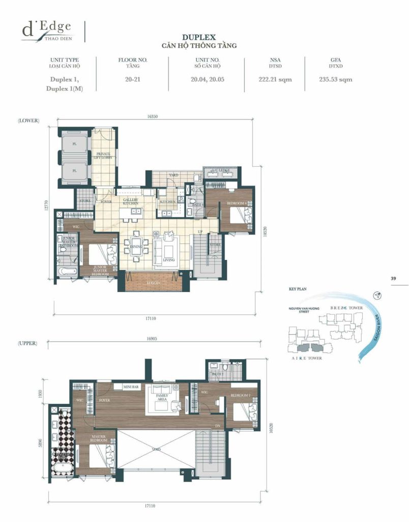 Duplex apartment D'edge Thao Dien layout 