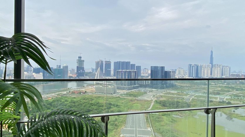 Spacious balcony with riverview