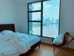 Master bedroom with stunning river view