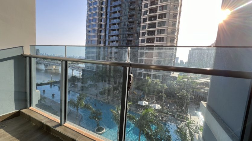 Big balcony with pool view
