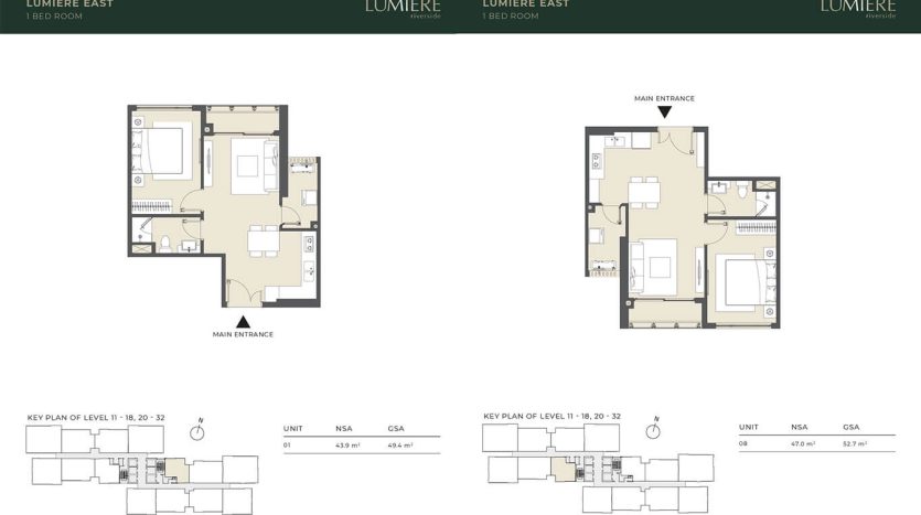 1BR lumiere riverside layout