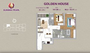 Golden House Sunwah Pearl 2 bedroom layout No.02