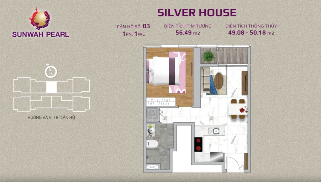 Silver House Sunwah Pearl 1 bedroom layout