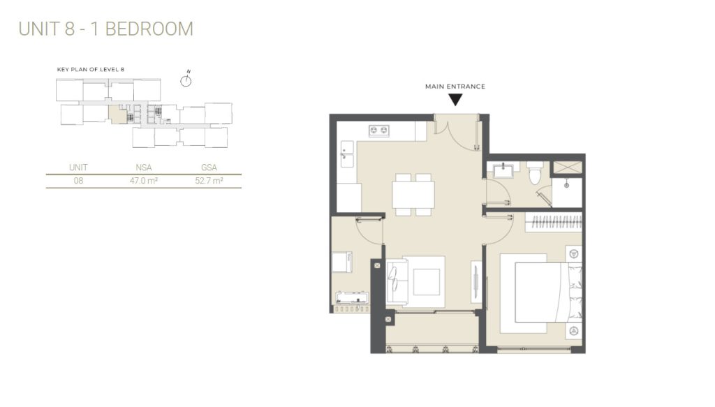 Lumiere Rieverside 1BR apartment layout 
