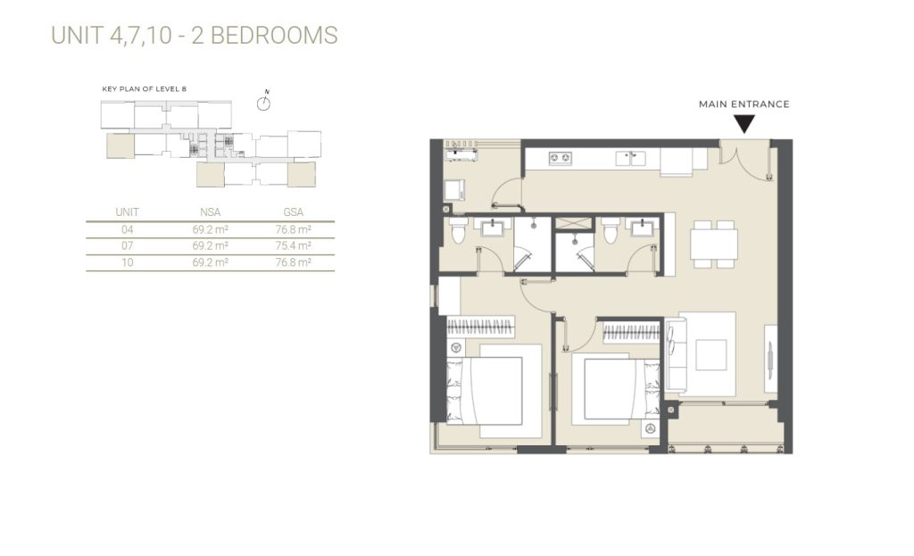 Lumiere Rieverside 2BR apartment layout 