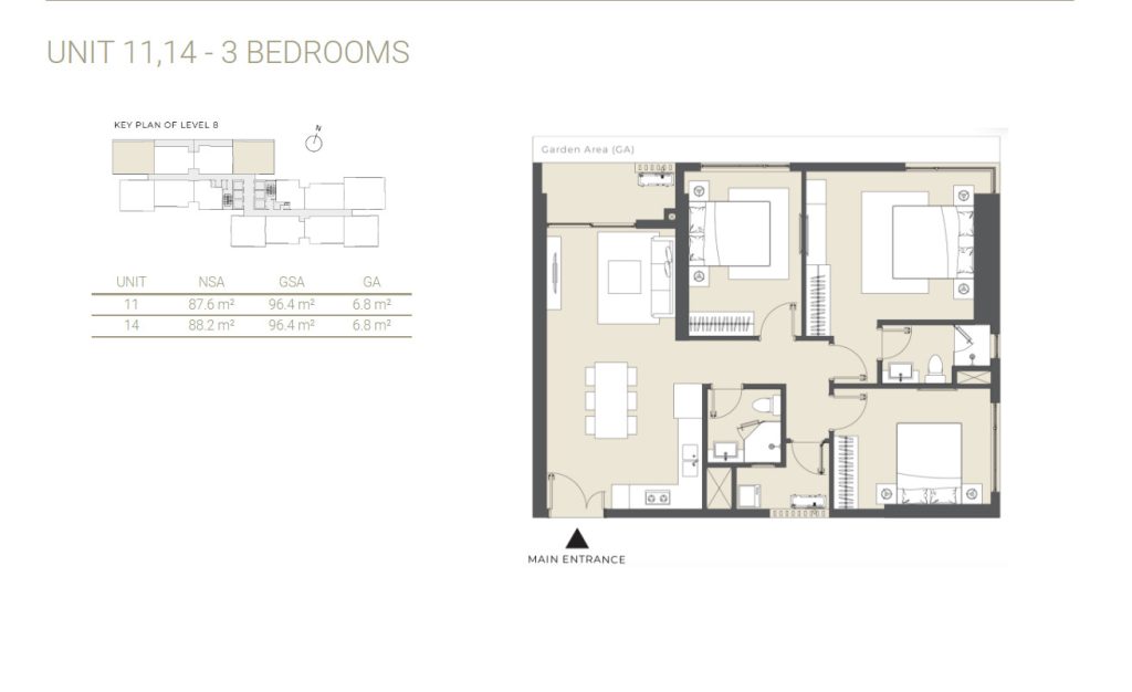 Lumiere Rieverside 3 bedroom apartment layout 