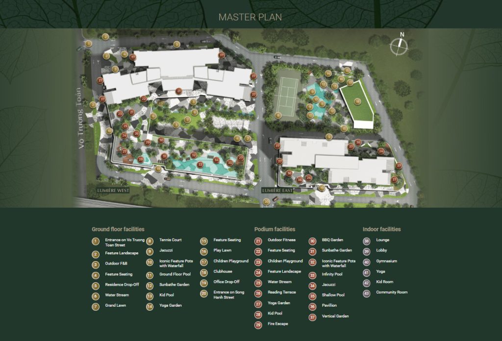 Facilities layout of Masteri Lumiere Riverisde 