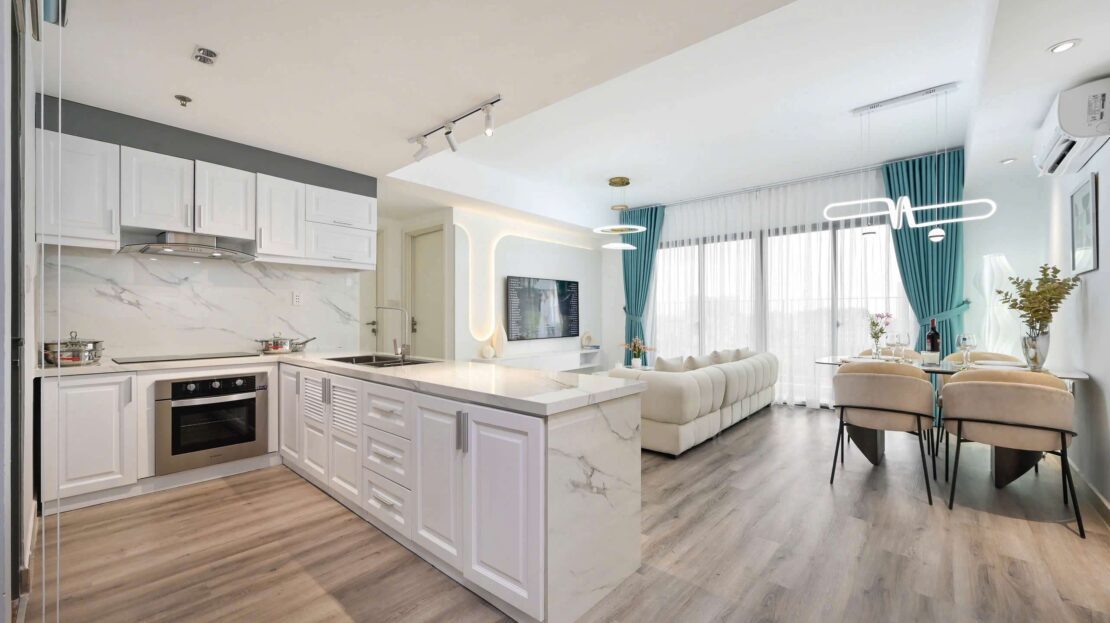 Masteri Thao Dien 3 bedrooms for rent white interior design