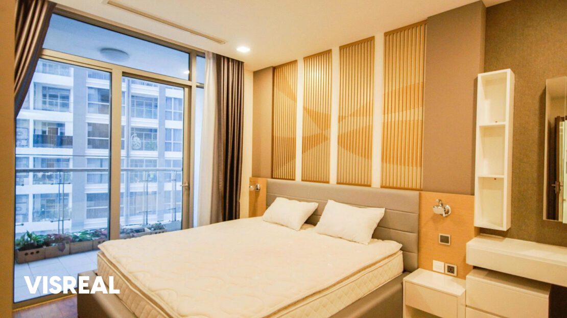 vinhomes central park 3 bedroom for rent in Park 2 - Master bedroom with private balcony