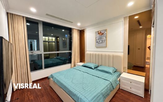 3BR apartment for rent Landmark 1 Vinhomes Central Park – elegant white-gold interior