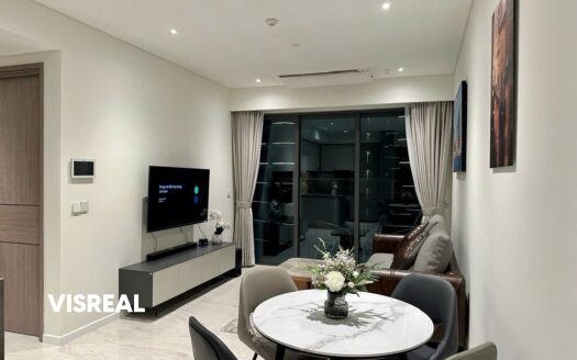 River view 2 bedroom apartment for rent in Opera Thu Thiem – open balcony living