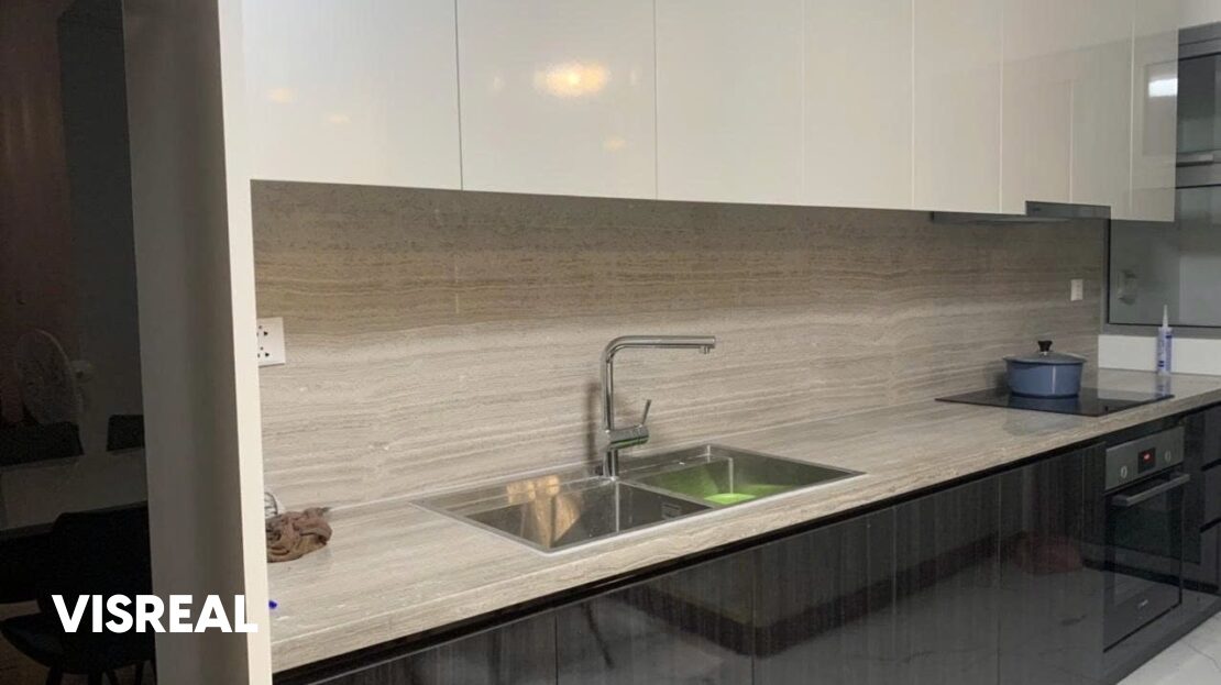 Kitchen counter with double sink, induction hob and oven, Empire City 2-bedroom